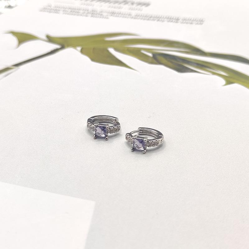 Elegante mehrfarbige Zirkon-besetzte Zuckerwürfel-Ohrringe für Damen