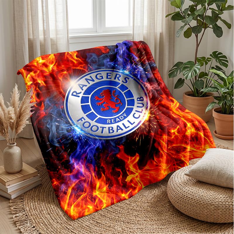 Rangers FC Morbida Coperta in Pile di Flanella Leggera Accogliente Calda Coperta da Lancio per Divano Letto Arredamento per la Casa