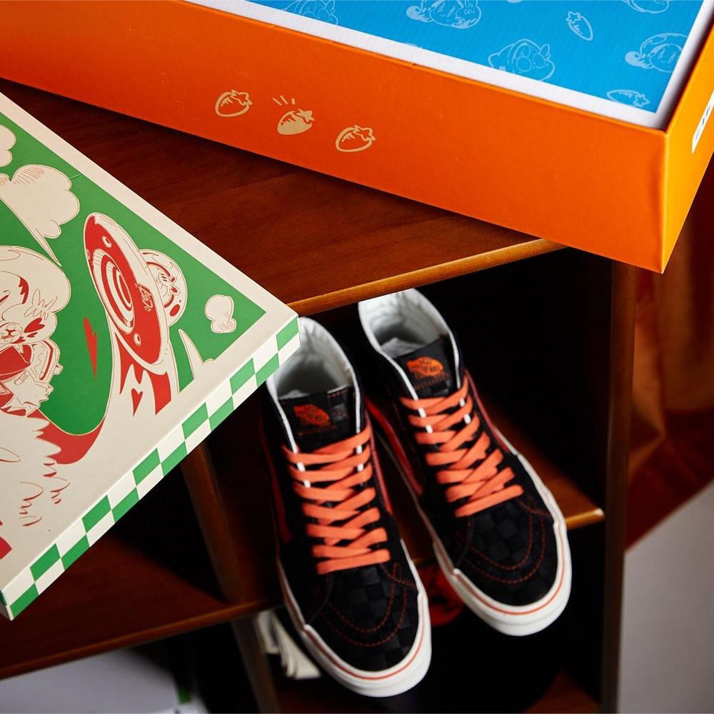Vans Miro&Wujo X  SK8 Rabbit Year Limited High-Top Skate Shoes Unisex Sneakers Black Orange VN0A4BVTY8J
