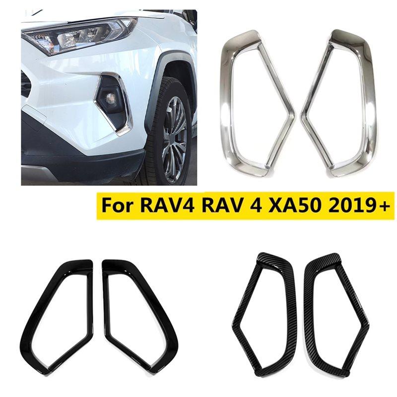 Front Fog Lamp Light Cover Trim Decoration Overlay Frame Car Fit For TOYOTA RAV4 RAV 4 XA50 2019-2026 Silver