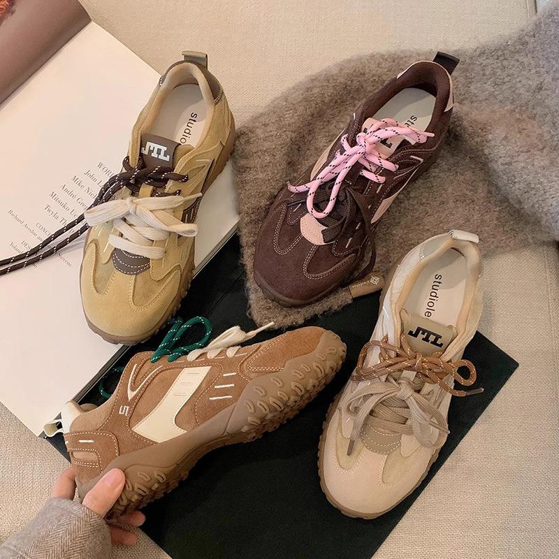 Thick-soled inner height increase autumn and winter new sports and leisure leather women's shoes