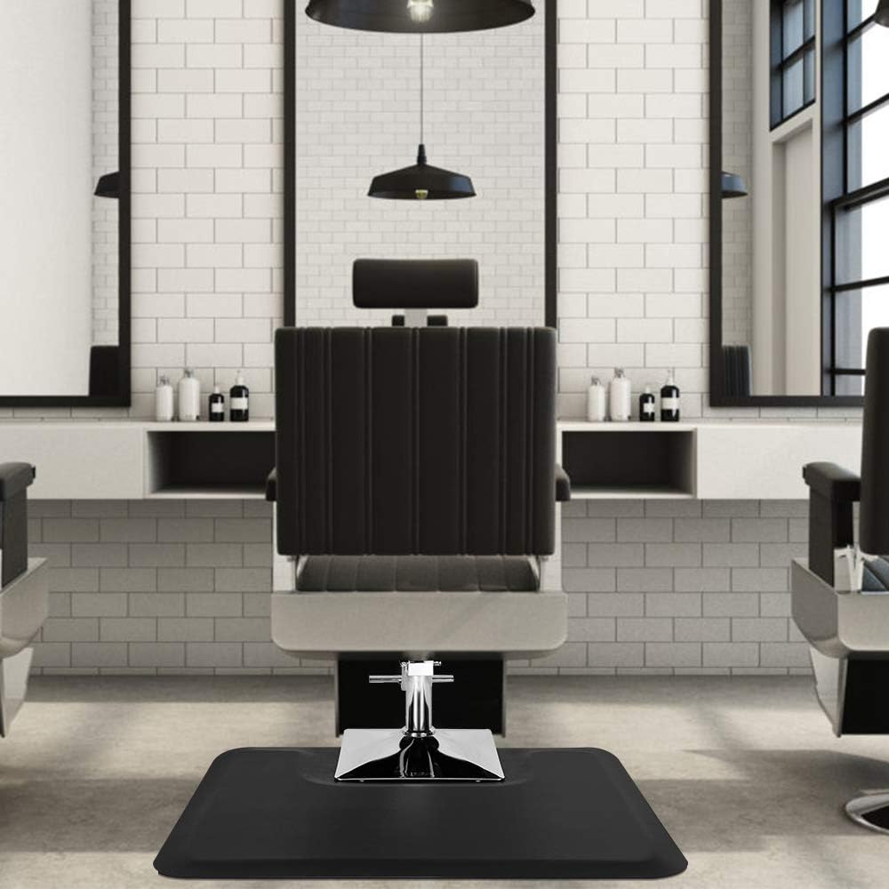 Henf 3 Ft. X 4 Ft. Salon Mat Barber Shop Chair Mat, Black Anti-Fatigue Floor Mats with Square Cut-Out for Salons, Stylists & Barber Shops, 1/2 In.