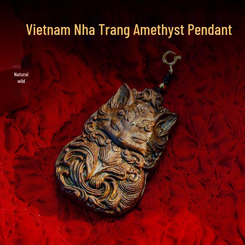 Genuine Nha Trang Lightning Purple Qi Phoenix Natural Agarwood Pendant with Rope 51210