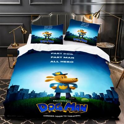 Kreslený pes muž 3D tištěný povlak na peřinu a polštář, sada ložního prádla Twin Full Queen King Size pro dekoraci ložnice