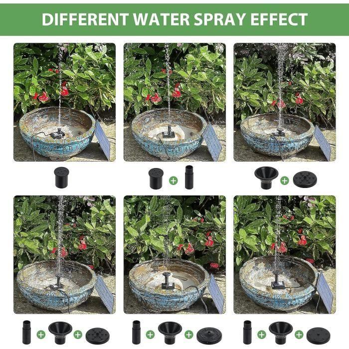 Fontaine solaire 1,8 W, Assemblage amovible pompe de bassin solaire, 4 Buses Conception de Bricolage, Fontaine ornementale de jardin