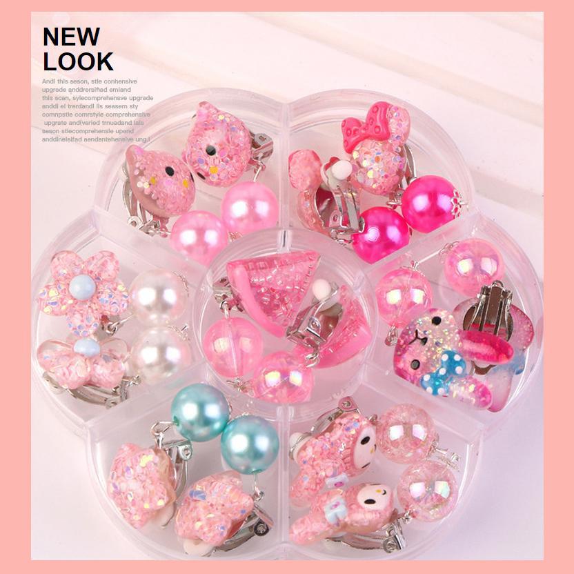 Children's Without Ear Holes Earrings Little Girls Cute Flower Cat Pearl Fashion Jewelry Gift Pearl Fringe Ear Clip Eardrop