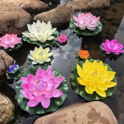 Schwebende künstliche Lotusblumen mit Lotusblatt Realistische künstliche Teichpflanzen Dekoration für See, Pool, Aquarium Wasserdekoration