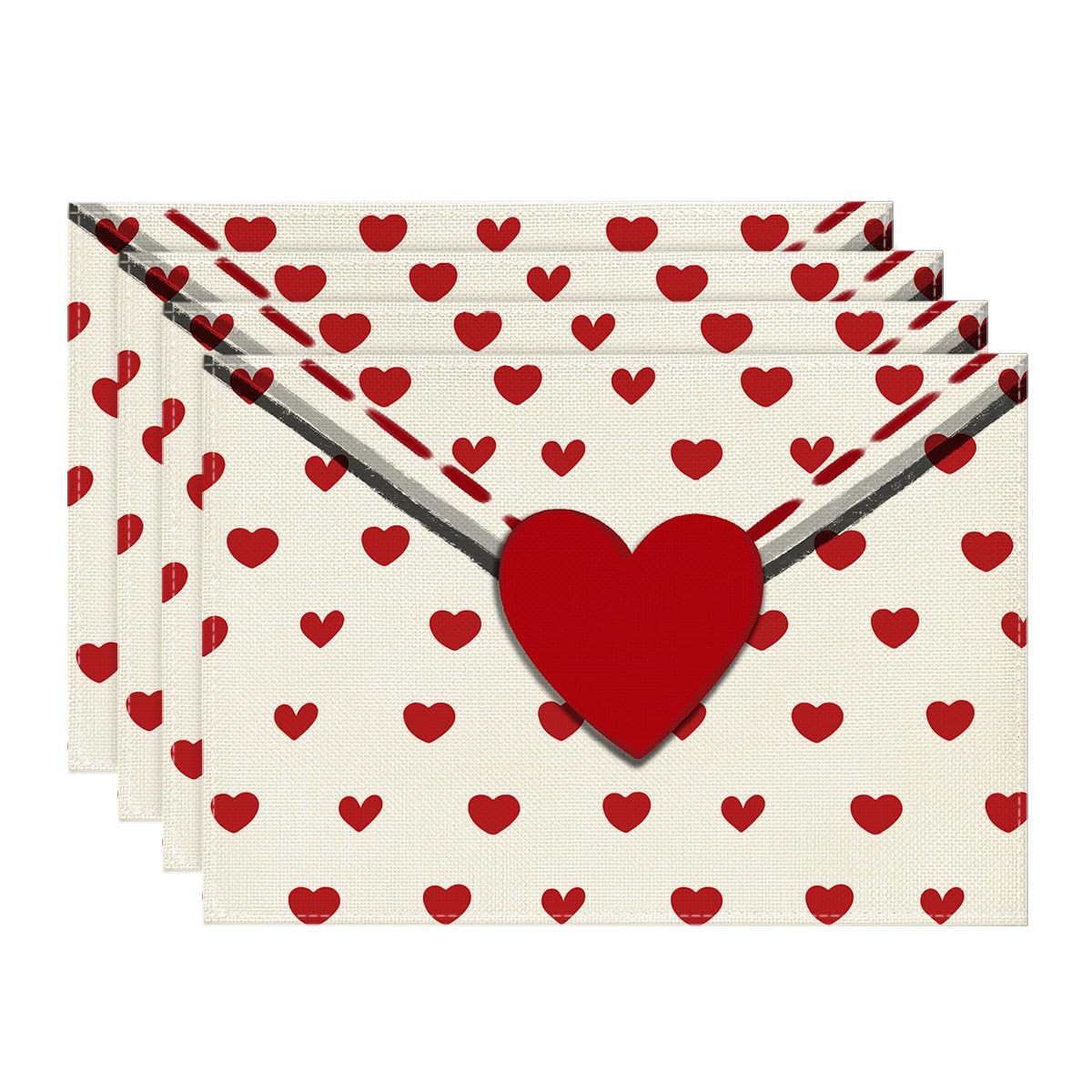 

Love Letter Placemats Set of 4, 12x18 Inch Seasonal Anniversary Holiday Table Mats for Party Kitchen Dining Decoration 12 x 18 , Rectangular 4 Pcs