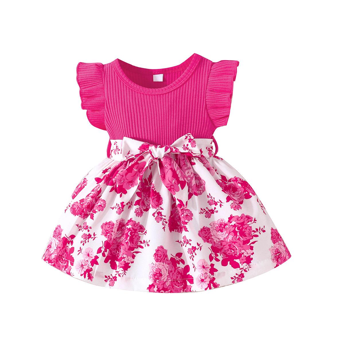 

Модное платье для девочек с рукавами-крылышками, летнее детское повседневное платье с принтом 2-3Y