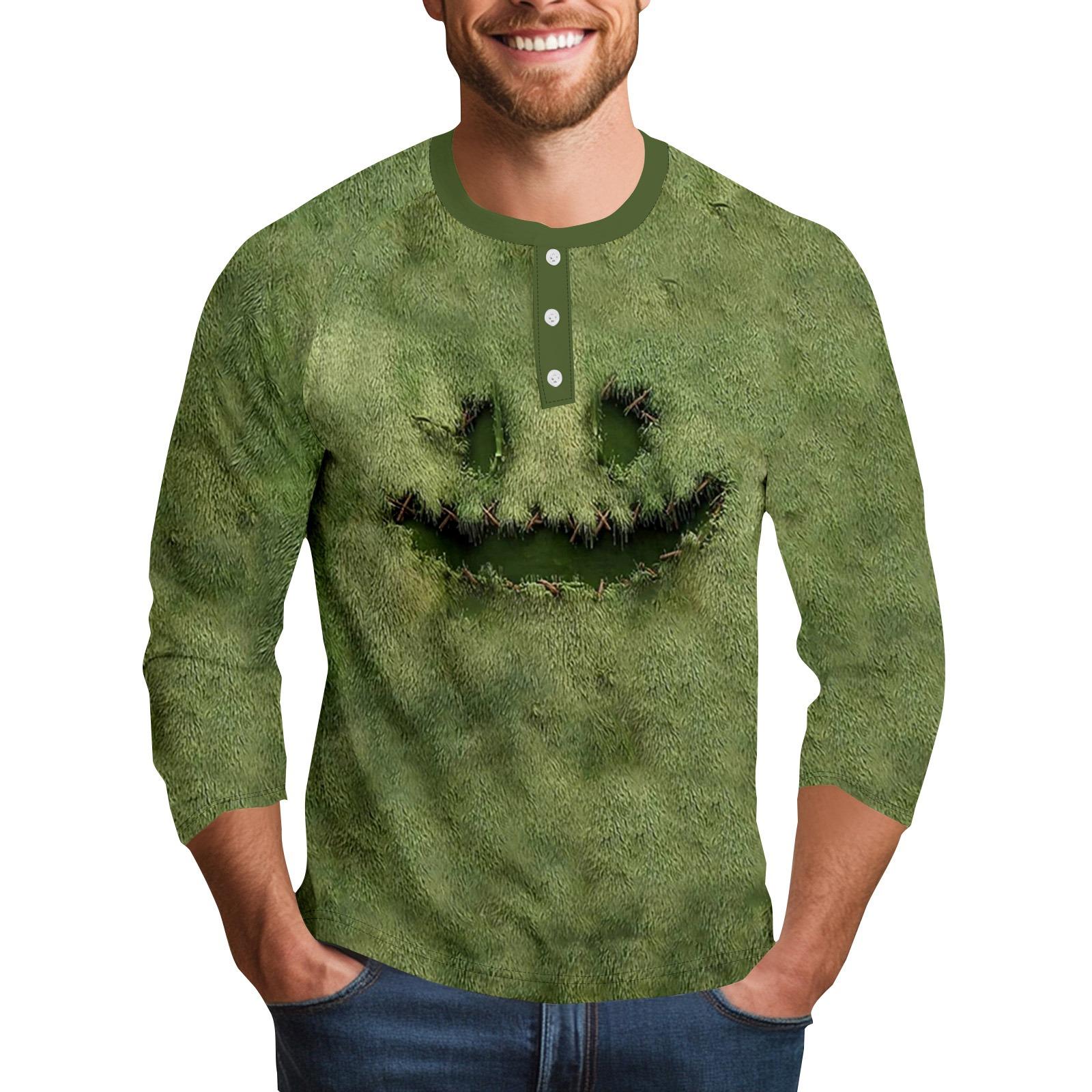 

Мужской Хэллоуинский принт на воротнике, рукав три четверти XL зелёный