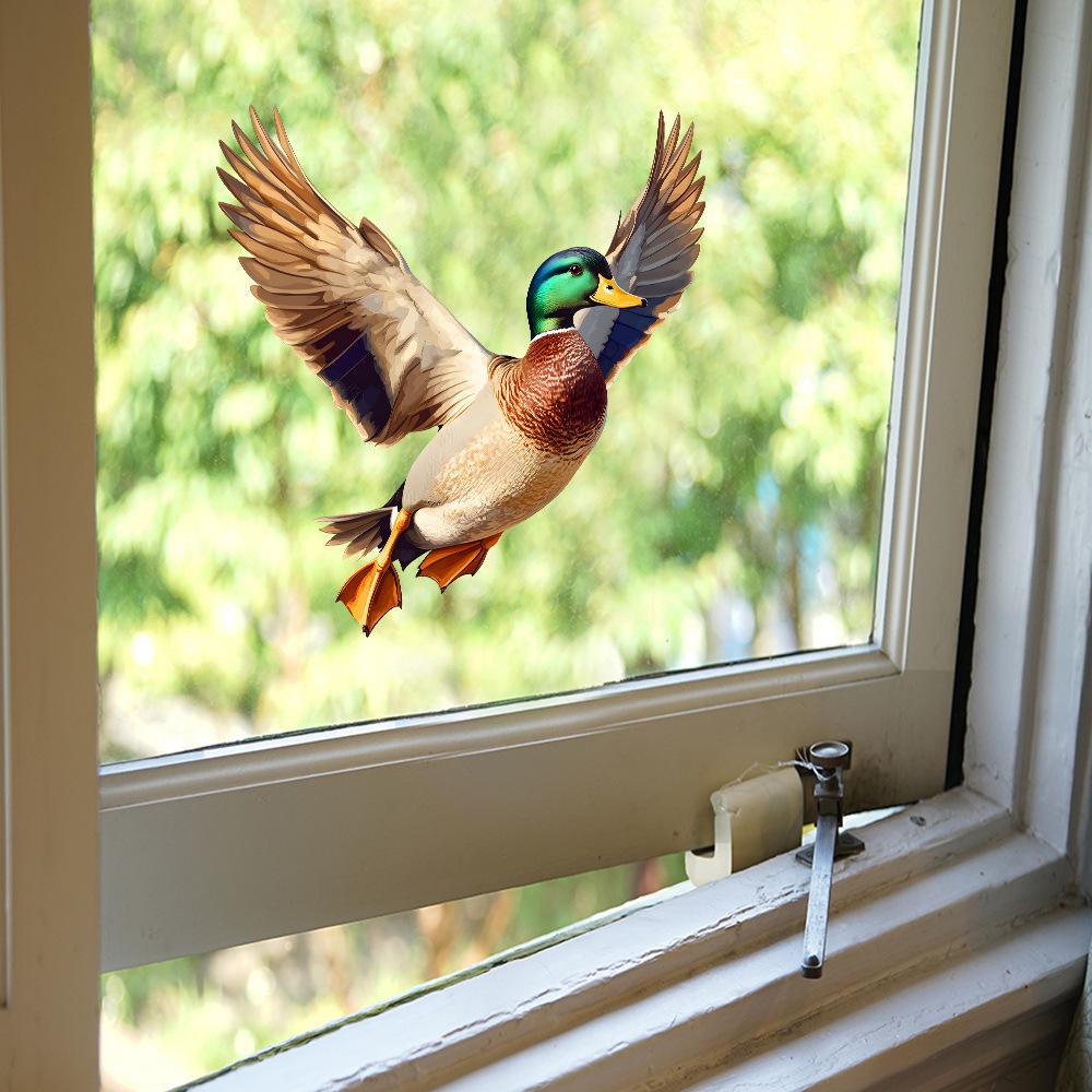 

Painted Green-headed Duck Balcony Glass Window Beautification and Decoration Electrostatic Uv Window Stickers