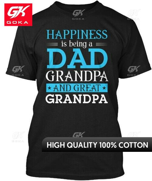 Dad Grandpa Great Grandpa Happiness Is Being A and Graphic T Shirts Unisexs Clothing Cotton Women Funny Summer Tshrits S