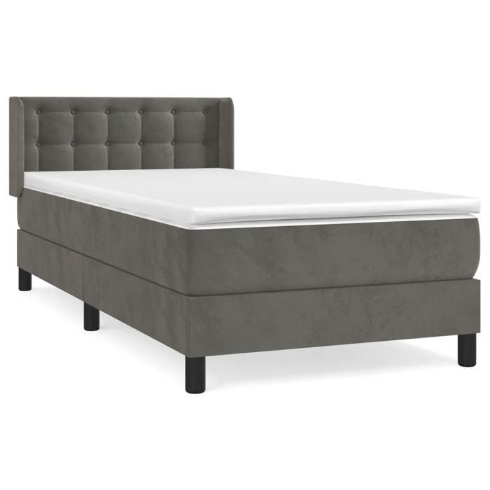 VidaXL Divan Bed with Mattress Dark Grey 100x200 Cm - Model 3131184