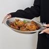 Stainless Steel Western Food Tray Oval Salad Plate Coffee Shop Tableware  Outdoor Camping