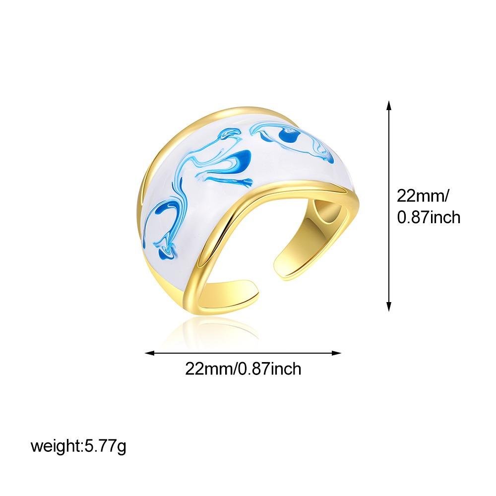 Chinese Style Enamel Drip Oil Ring Vintage Cuff Ring  Hand Accessories