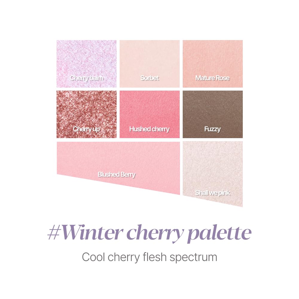 [aespa Winter PICK] Espoir Hashed Cherry Real Eye Palette All New #5 Cool Tone Eyeshadow Palette for Cool Undertones Korean Cosmetics espoir Official