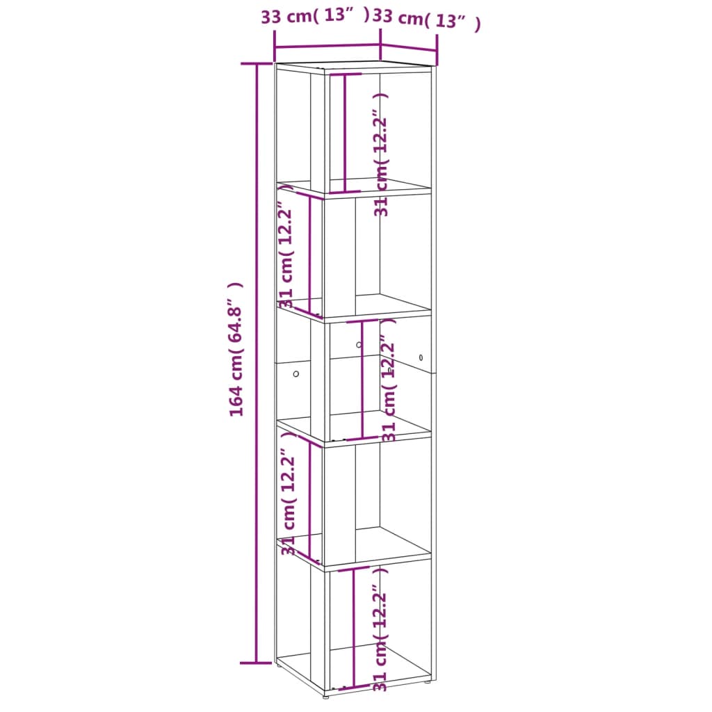 Corner Shelf Smoked Oak 33 x 33 x 164.5 cm Wood Based Material