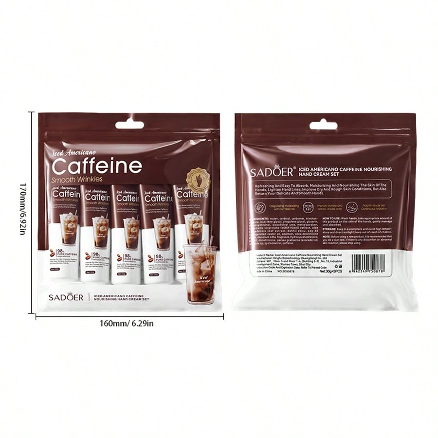 Koffein Handcreme Set 5 Stück Ice Americano Feuchtigkeitsspendend Reparierend Trockene Haut Tragbare Handpflege