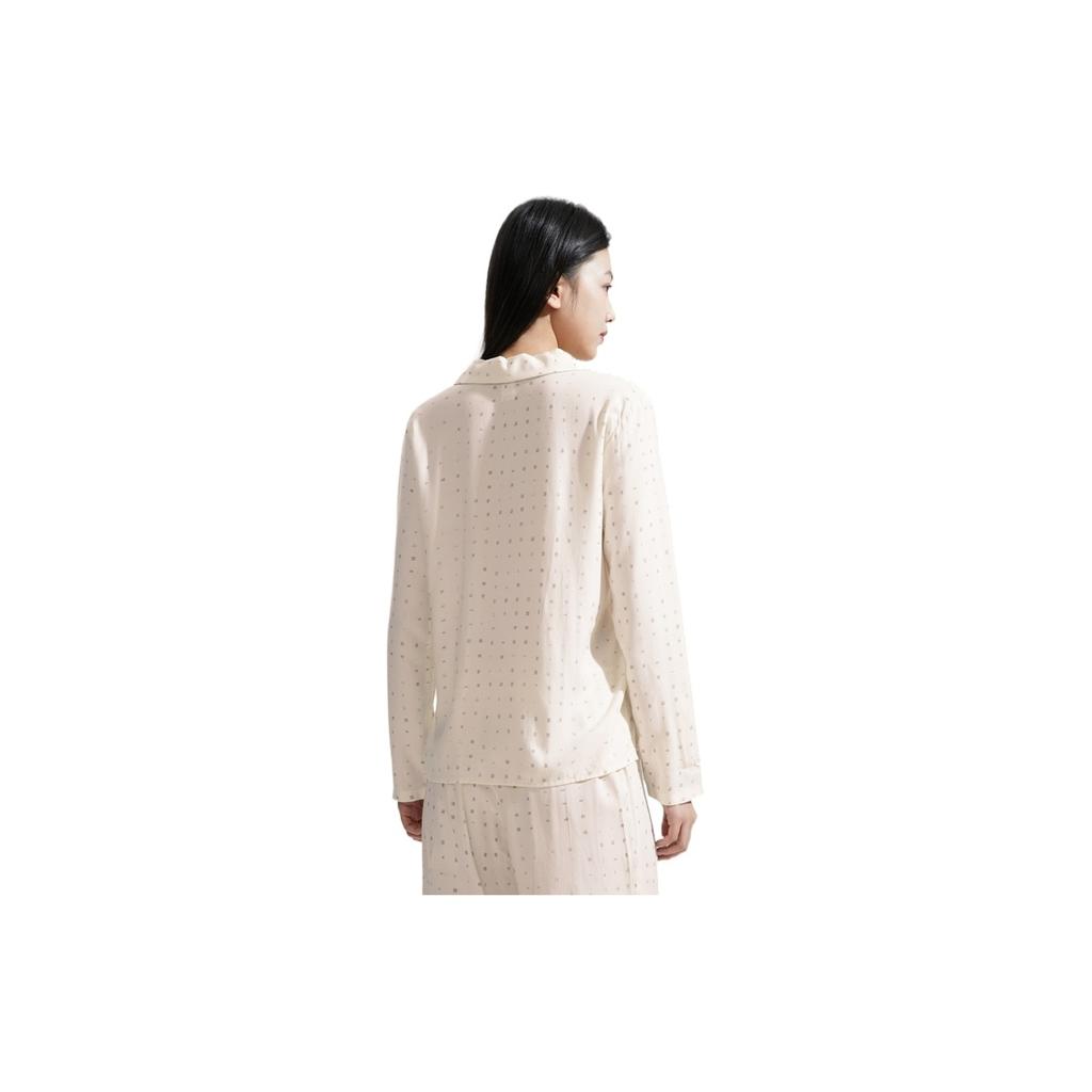 Calvin Klein Casual Allover Print Button-Down Collar Comfortable Long Sleeve Top Pajama Women Tops QS6848