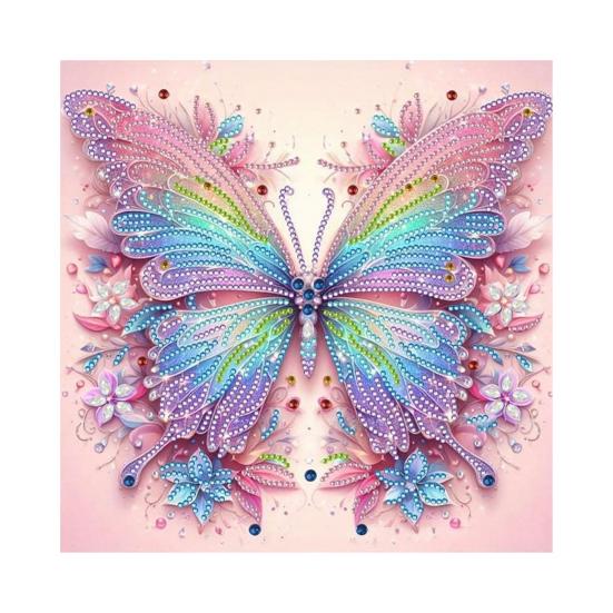 Home Wall Decoration Crafts Butterfly Faux Diamond Art Kit, Flower Peacock Hummingbird Pearl Kits for Adults 3D Sparkling Bead Painting Craft