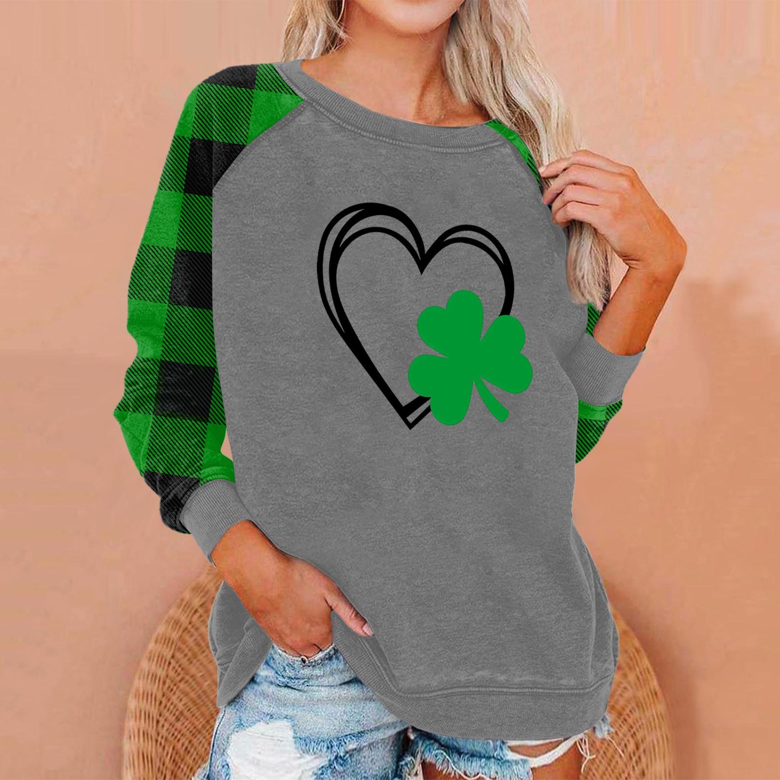 

Женский модный рукав реглан St. Повседневная толстовка с круглым вырезом и принтом ко Дню Святого Патрика XL