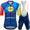 Tým Lidl Cyklistický dres Set Mistr světa Cyklistické oblečení Pánské Krátký rukáv Sestava Silniční kolo Dres Oblek Cyklistické kraťasy s laclem