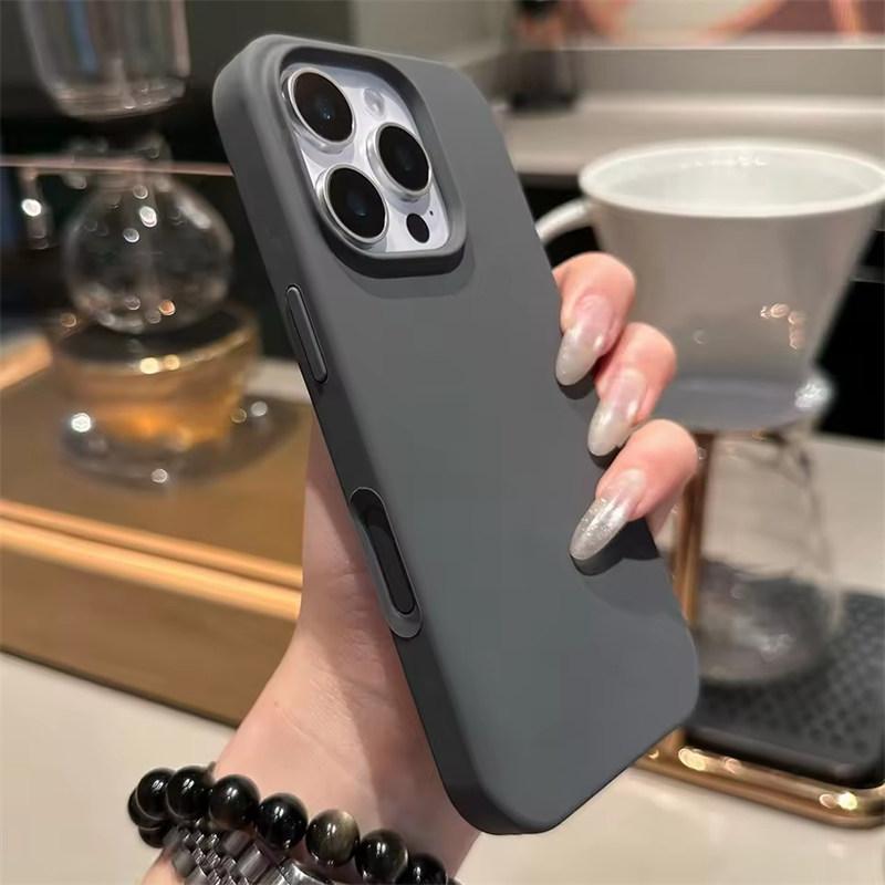 Titanium Gray Camera Control Button Genuine liquid silicone case for iPhone 16 Pro Max Plus full shockproof soft phone cover