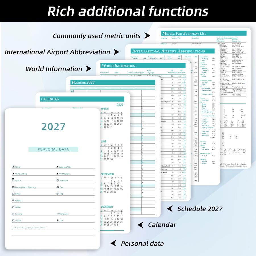 A5 2027 English Schedule Book: Elegant Daily Planner & Self-Discipline Notebook