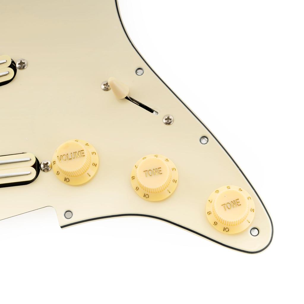 Musiclily SSS Strat Pickguard for Alnico 5 Humbucker Strat Electric Cream Pro-SE ST-DPHA Pre-wired Single-Size Guitar, 3-Piece