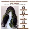 Schwarze Highlights, grünes lockiges Haar, synthetische Perücke für Damen, täglich, flauschige natürliche Wellen, geteilter Pony, zur Auswahl, gefärbte Perücke mit langem lockigem Haar