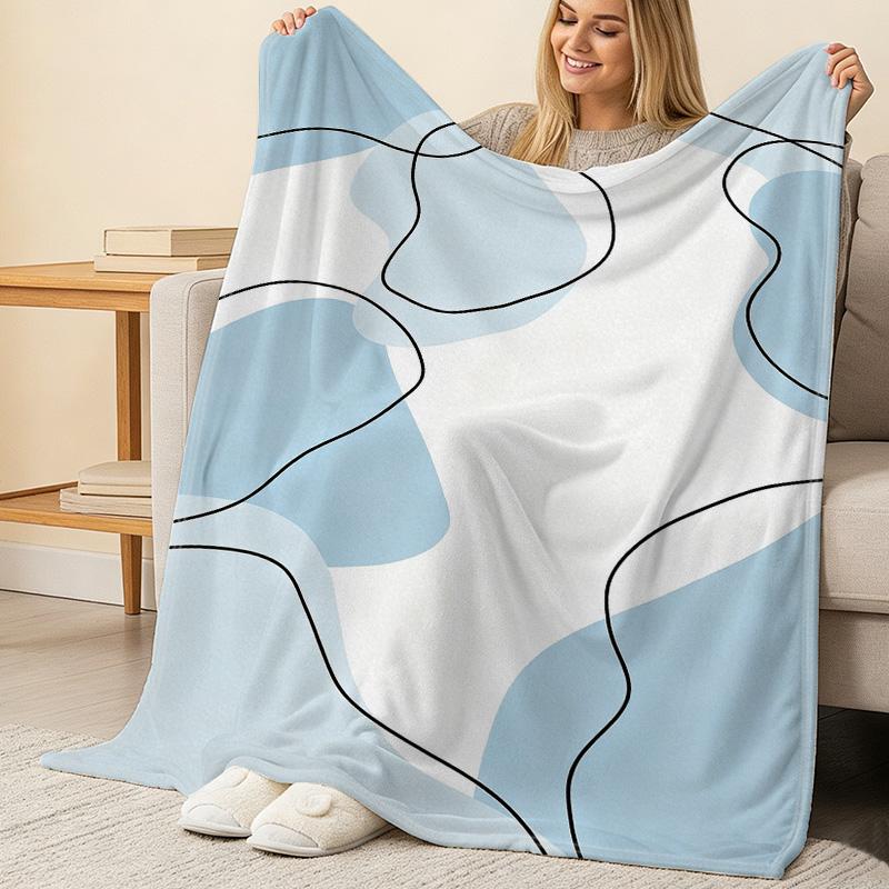 High Density Soft Fleece Blanket - Minimalist Geometric Pattern, Skin-friendly Warm Decor, Perfect for Home, Christmas & Halloween Gift