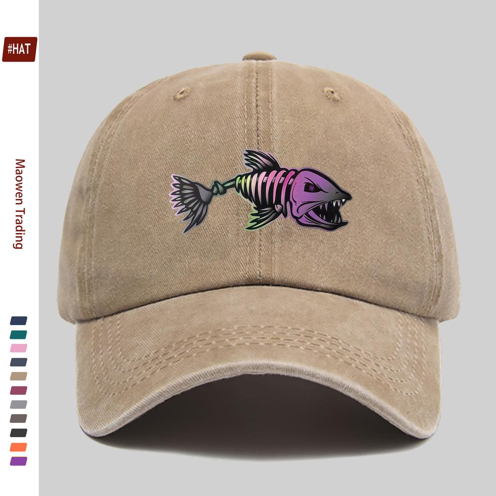 pc Unisex Multicolor Fishbone Pattern Printed Baseball Cap Casual Travel Decorative Sun Hat Comfortable Lightweight MultiCo