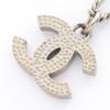 Used CHANEL COCO Mark F13V Necklace Stainless Steel Rhinestone Silver Clear Used