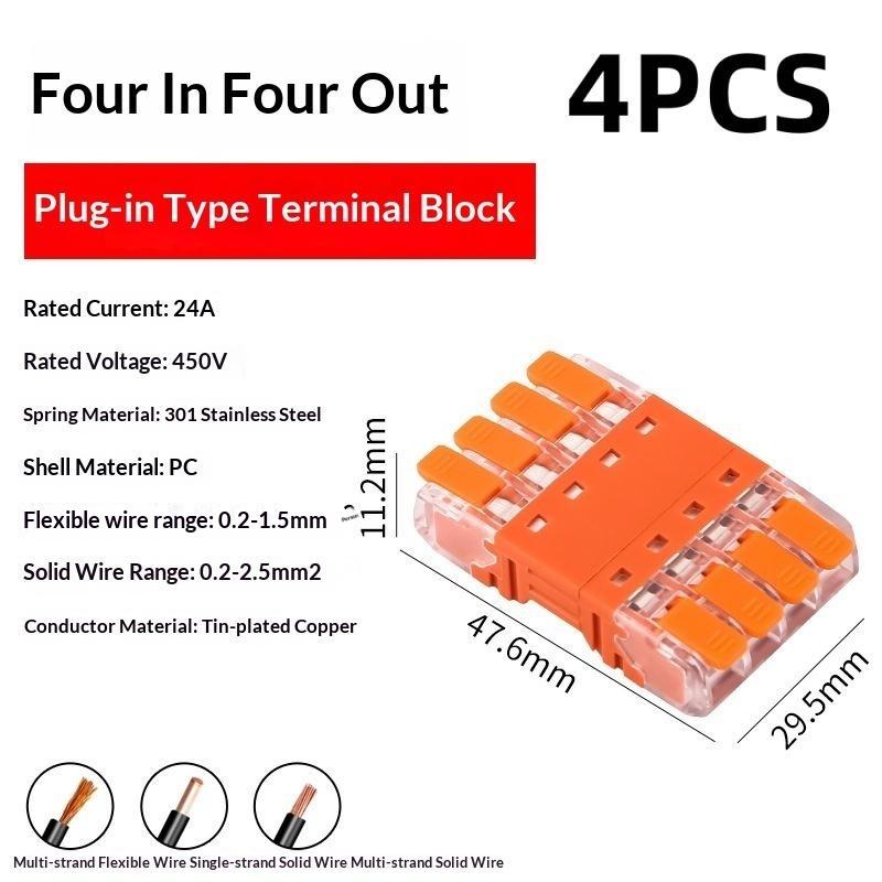 1/2/4Pcs 2/3/4 In And 2/3/4 Out Cmk 64 Quick Lever Wire Connectors For Compact Plug Male Female Terminals Universal Blocks