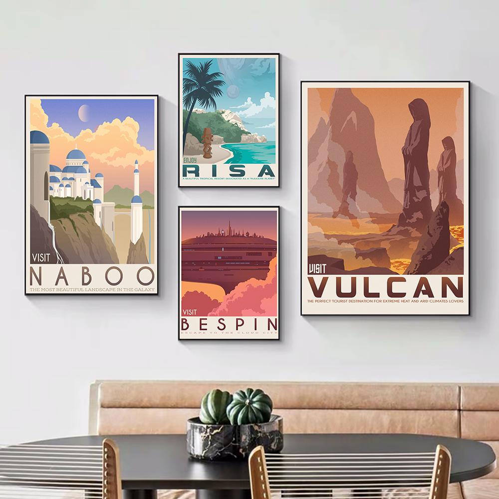 Planet Storm Trek Kunstdrucke, Retro-Reiseposter, minimalistisches Weltraum-Landschaftsbild, Leinwandgemälde, Geschenk für Geeks, Zimmer, Heim-Wanddekoration