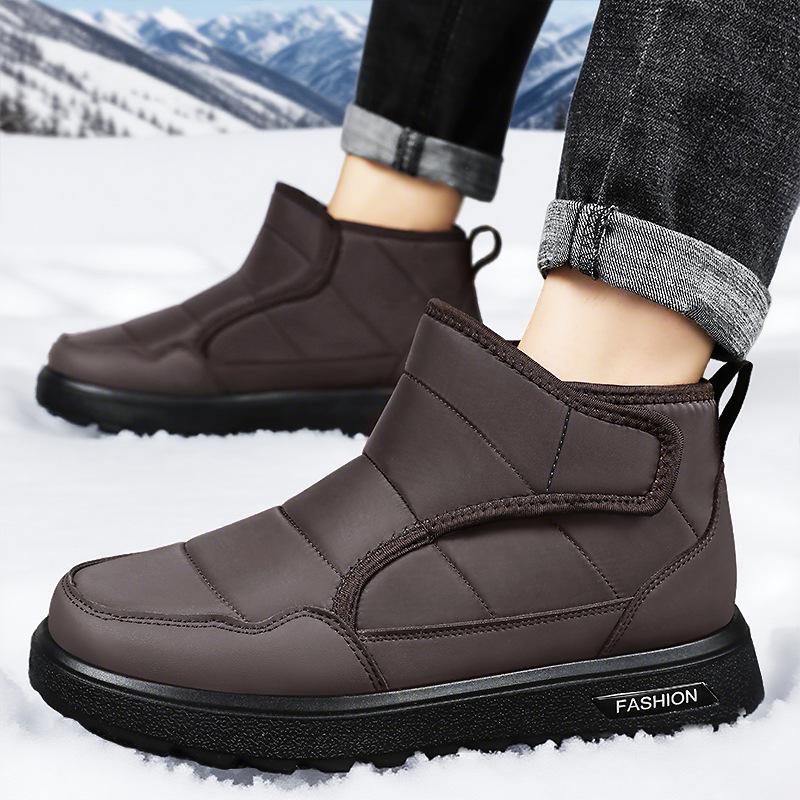 Men's Winter Plus Size Fleece-Lined Warm Snow Boots with Velcro Fastener