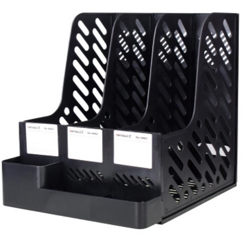4 Column File Rack Holder Durable PP Material Desktop Organizer for Books Stationery Sundries School Office Desktop