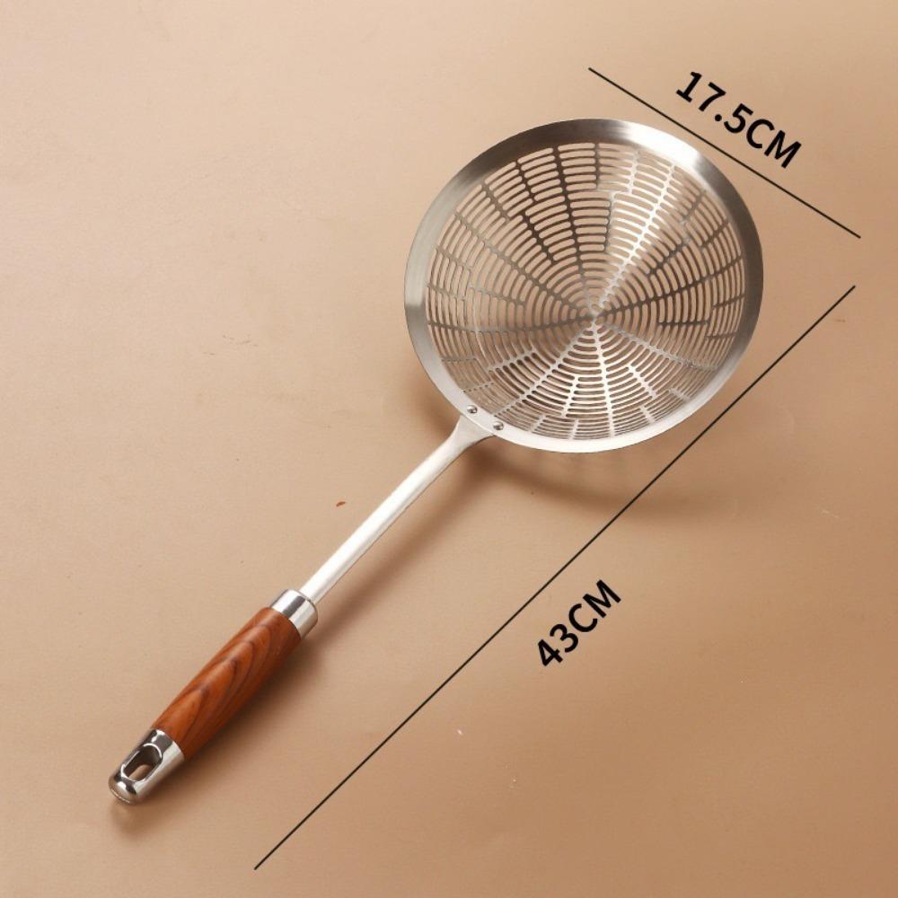 Stainless Steel Large Colander Anti Scalding High Quality Fried Sieve Spoon Heat Resistant Wooden Handle Foods Sifter