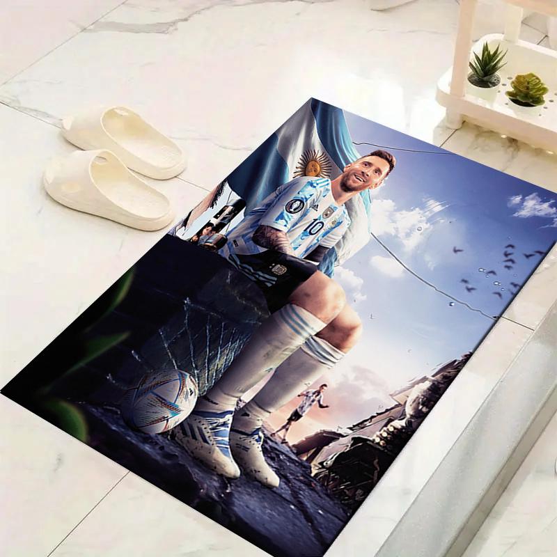 1Pc Argentina'S Messi Iconic Pose Rug, Office Carpet Indoor Outdoor Doormat, Non-Slip, Comfortable, Living, Christmas Halloween,  Xmas Gift L1202