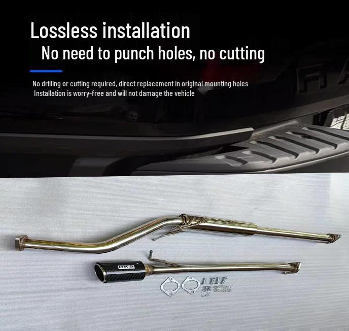 Carbon Fiber Mid-Rear Exhaust Pipe for 2015+ Ford Ranger 2.2-3.2L