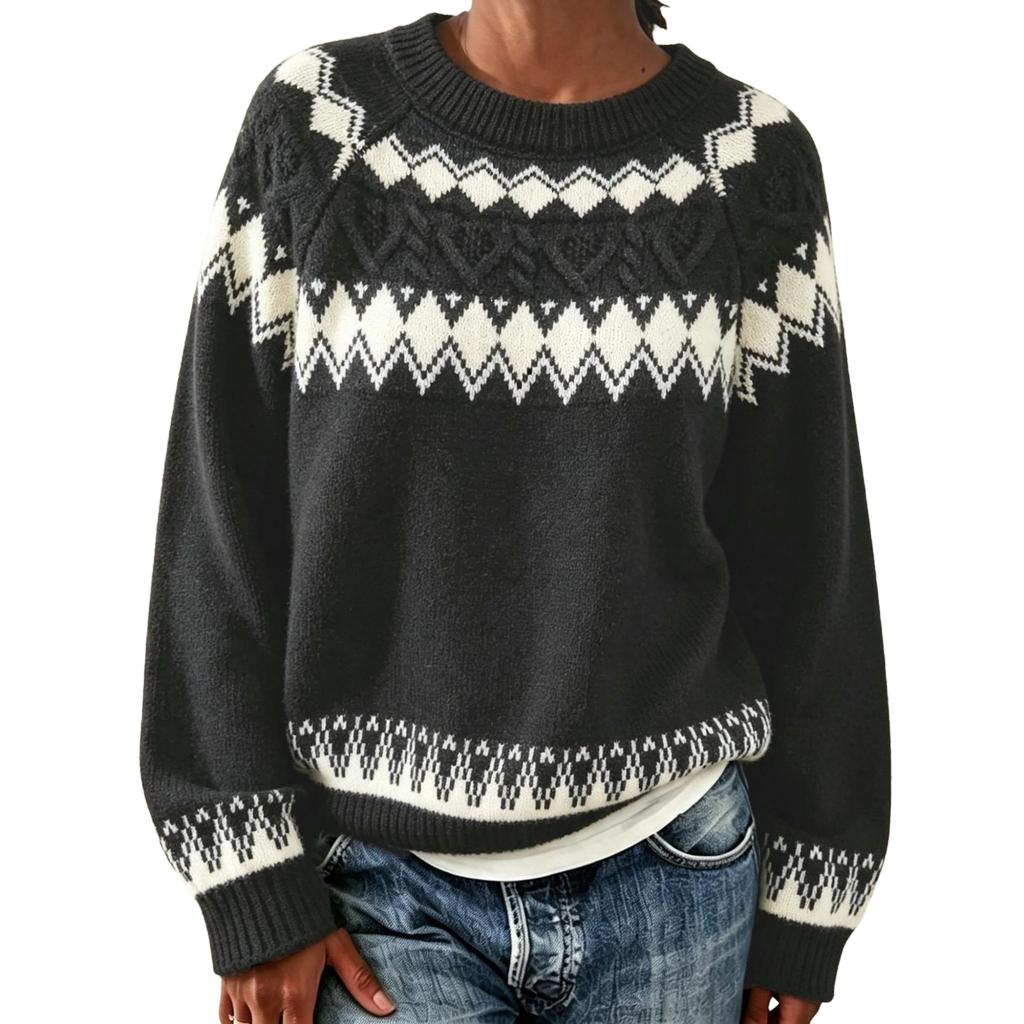 Women's Cardigan Sweater, Round Neck Button-Front Knit, Retro Loose Fit Fall Winter Outerwear