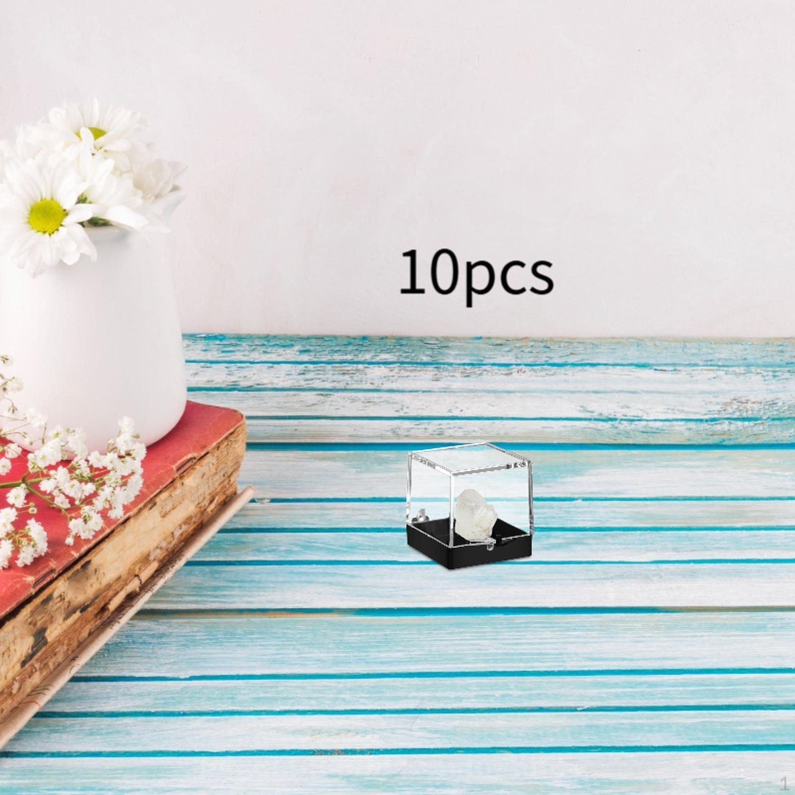 

10 Mineral Collector Boxes, Containers with Lids, PS Material, Dustproof, Stackable, for Jewelry чорний