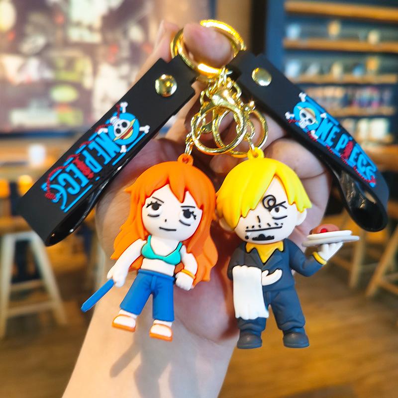 One Piece Series Luffy Ace Zoro Keychain Cross-border Popular Claw Machine Prize Gift for Girls On Festivals Kawaii Cute