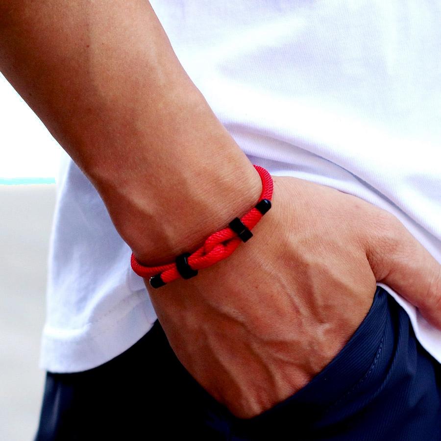 Adjustable Men Lucky Red Rope Bracelet With Grade A 4mm String Stainless Steel Clasp Outdoor Cycling Braclet Gift For Him Joias