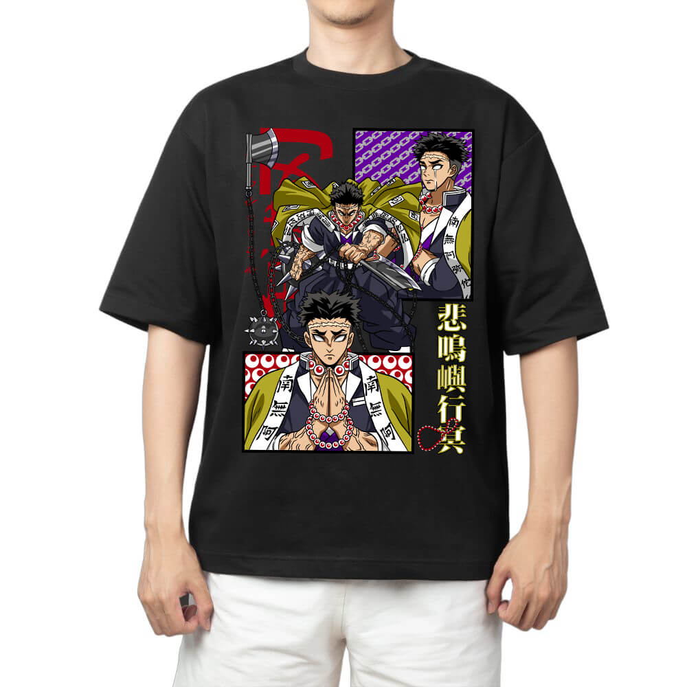 Demon Slayer Tanjiro Kamado Hinokami Kagura with Japanese Text Anime Print T Shirt Men 2026 Summer Casual Streetwear