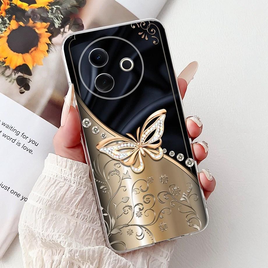 For Vivo Y39 5G Y300i 5G / Vivo V2436 V2444A Back Cover Girly Fashion Flower Butterfly Painting Case Soft Clear Silicone Funda