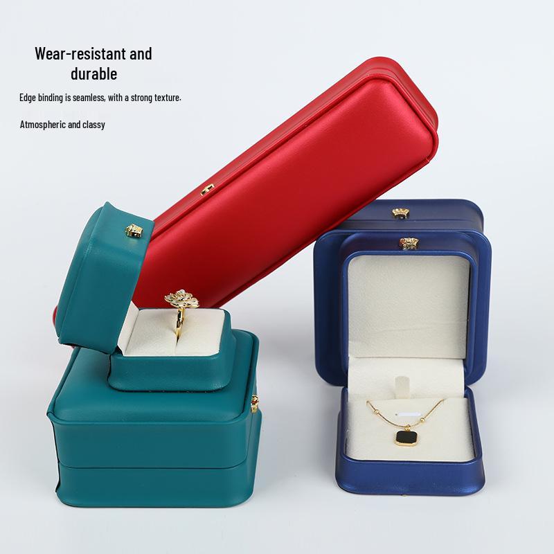 Crown Waist-Cinched PU Leather Jewelry Box for Earrings, Rings, Pendants, Necklaces, and Bracelets