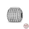 925 Silver Clasp CZ Pave Daisy Beads Stopper Clip Fit Original Bracelet Jewelry 1