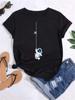 Maycaur T Shirt Women Moon Planet Print Fashion Tee Shirts Casual Round Neck Short Sleeve Streetwear Female T-Shirt Vintage Tops