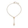 Fashion Sense Cross Alloy Pendant Necklace Gemstone Beaded Collar Chain